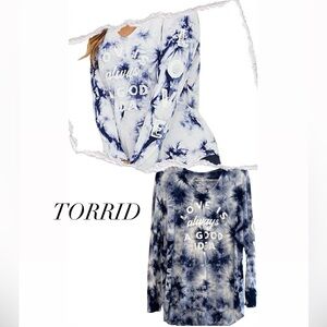 TORRID SUPER SOFT KNITS HOODED LONG SLEEVES TIE DYED SHIRT